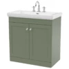Nuie Classique Satin Green 800 Floor Standing 2-Door Vanity Unit & 3TH Basin