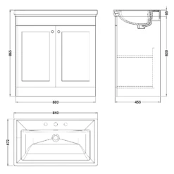 Nuie Classique Satin Green 800 Floor Standing 2-Door Vanity Unit & 3TH Basin -HANSGROHE Shop nuie classique satin green 800 floor standing 2 door vanity unit 3th basin p73864 305530 image