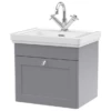 Nuie Classique Satin Grey 500 Wall Hung 1-Drawer Vanity Unit & 1TH Basin