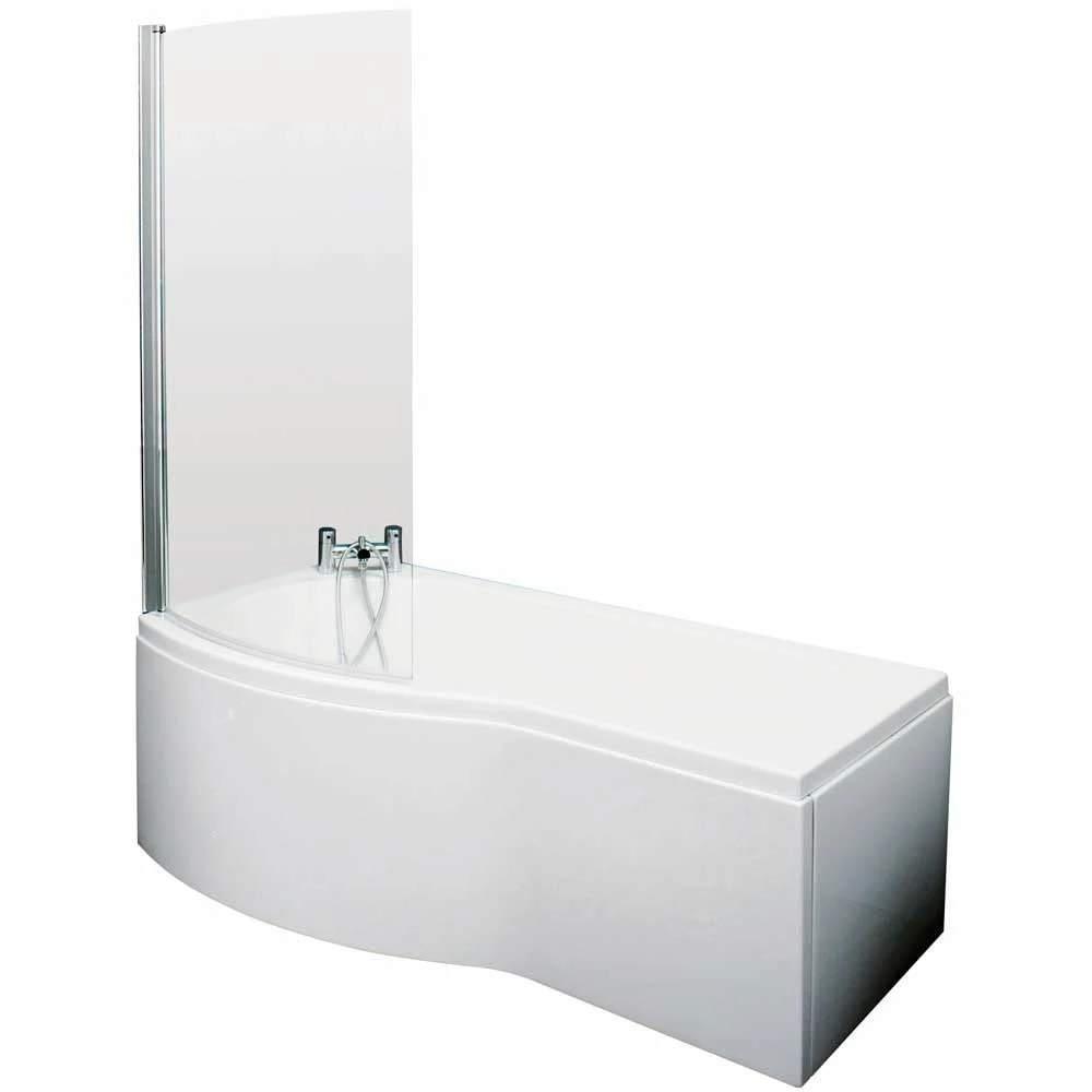 Nuie Curved B Shape 1500mm Shower Bath LH, Fixed Screen & White Panel 2 Nuie Curved B Shape 1500mm Shower Bath LH, Fixed Screen & White Panel - Image 2