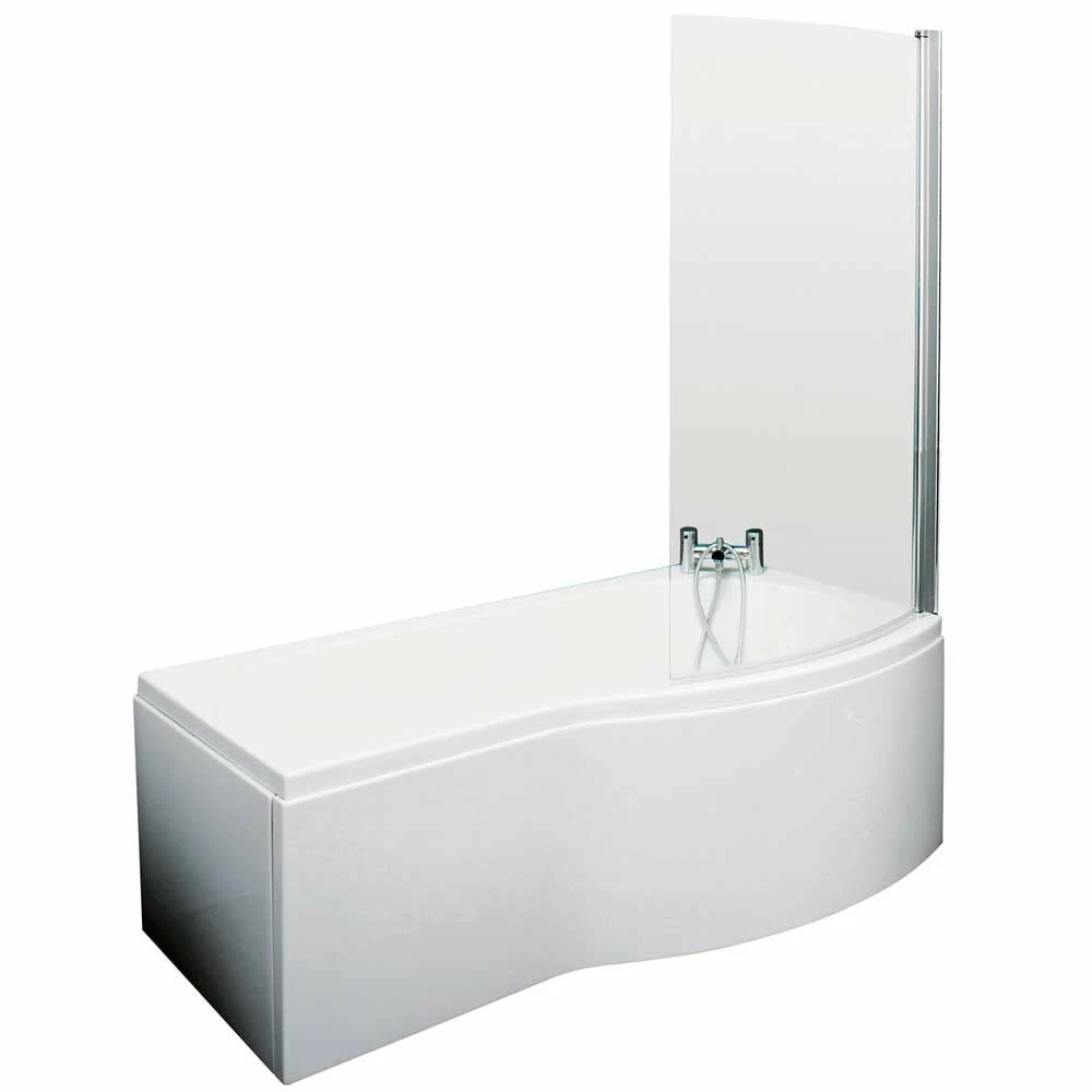 Nuie Curved B Shape 1500mm Shower Bath RH, Fixed Screen & White Panel 2 Nuie Curved B Shape 1500mm Shower Bath RH, Fixed Screen & White Panel - Image 2
