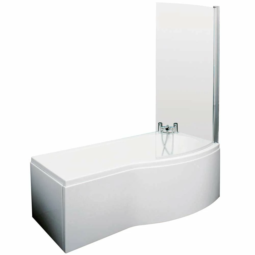 Nuie Curved B Shape 1700mm Shower Bath RH, Fixed Screen & White Panel 2 Nuie Curved B Shape 1700mm Shower Bath RH, Fixed Screen & White Panel - Image 2