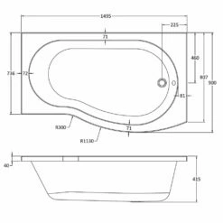Nuie Curved B Shaped Single Ended Bath RH 1500x900x740 -HANSGROHE Shop nuie curved b shaped single ended bath rh 1500x900x740 p34045 176086 image