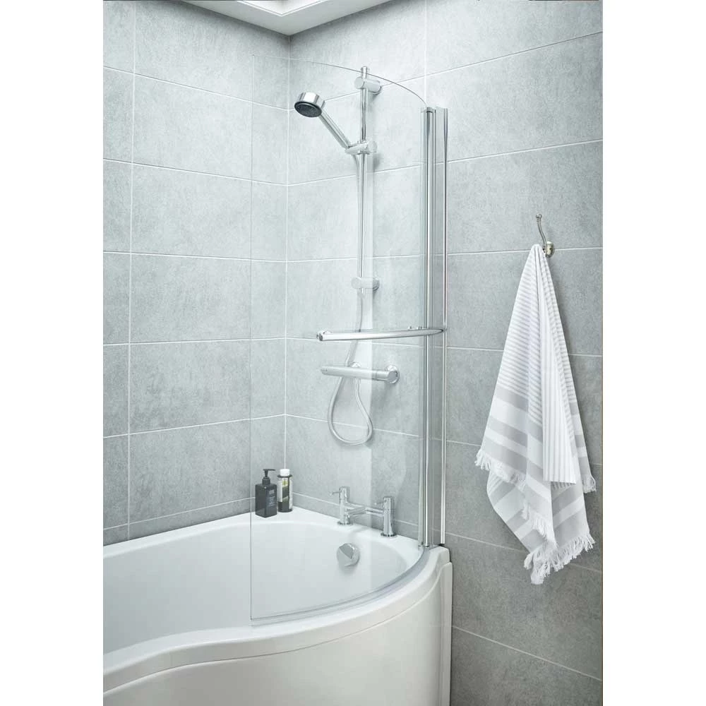Nuie Curved P-Bath Screen With Rail - NCSR1 1 Nuie Curved P-Bath Screen With Rail - NCSR1