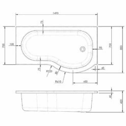 Nuie Curved P Shape 1500mm Shower Bath RH, Fixed Screen & White Panel -HANSGROHE Shop nuie curved p shape 1500mm shower bath rh fixed screen white panel p34051 176080 image