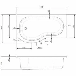 Nuie Curved P Shaped Single Ended Bath LH 1500x850x700 -HANSGROHE Shop nuie curved p shaped single ended bath lh 1500x850x700 p34052 166169 image