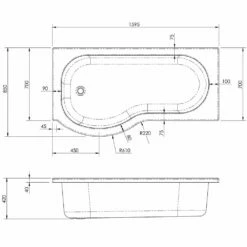 Nuie Curved P Shaped Single Ended Bath LH 1600x850x700 -HANSGROHE Shop nuie curved p shaped single ended bath lh 1600x850x700 p34054 166172 image
