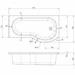 Nuie Curved P Shaped Single Ended Bath RH 1600x850x700 -HANSGROHE Shop nuie curved p shaped single ended bath rh 1600x850x700 p34055 166175 image