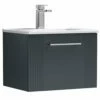 Nuie Deco Satin Anthracite 500mm Wall Hung Single Drawer Vanity Unit & Basin 2