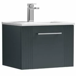 Nuie Deco Satin Anthracite 500mm Wall Hung Single Drawer Vanity Unit & Basin 2