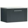 Nuie Deco Satin Anthracite 600mm Wall Hung Single Drawer Vanity Unit & Laminate Top