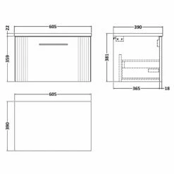 Nuie Deco Satin Anthracite 600mm Wall Hung Single Drawer Vanity Unit & Laminate Top -HANSGROHE Shop nuie deco satin anthracite 600mm wall hung single drawer vanity unit laminate top p62541 270558 image