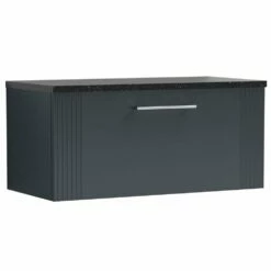 Nuie Deco Satin Anthracite 800mm Wall Hung Single Drawer Vanity Unit & Laminate Top