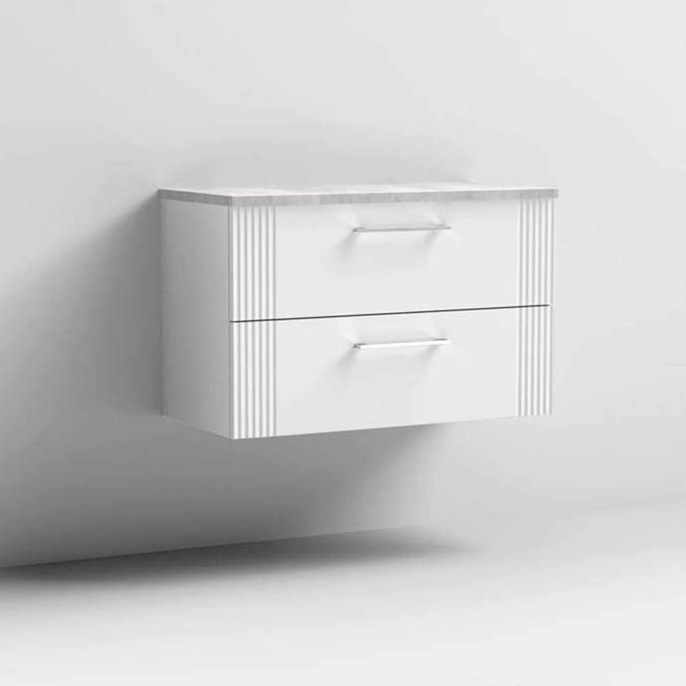 Nuie Deco Satin White 800mm Wall Hung 2-Drawer Vanity Unit & Laminate Top 2 Nuie Deco Satin White 800mm Wall Hung 2-Drawer Vanity Unit & Laminate Top - Image 2