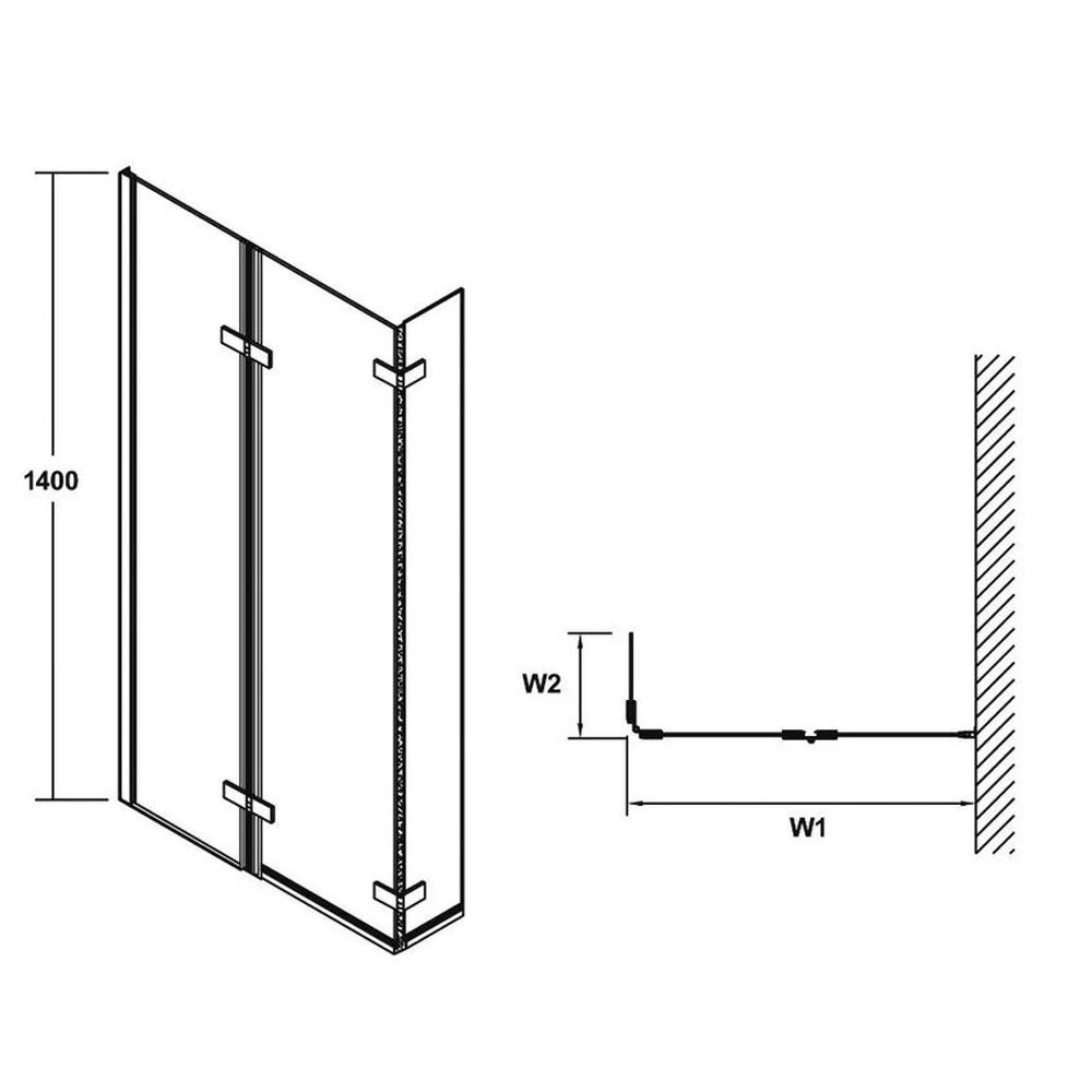 Nuie Ella Hinged Bath Screen - ERSBS0 4 Nuie Ella Hinged Bath Screen - ERSBS0 - Image 4