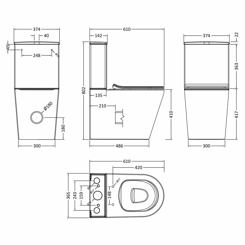 Nuie Freya White Back To Wall Toilet Pan, Cistern & Soft Close Seat - NCG650 2 Nuie Freya White Back To Wall Toilet Pan, Cistern & Soft Close Seat - NCG650 - Image 2
