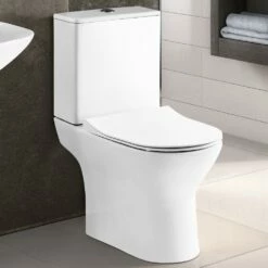 Nuie Freya White Close Coupled Toilet Pan, Cistern & Sandwich Soft Close Seat - NCG350
