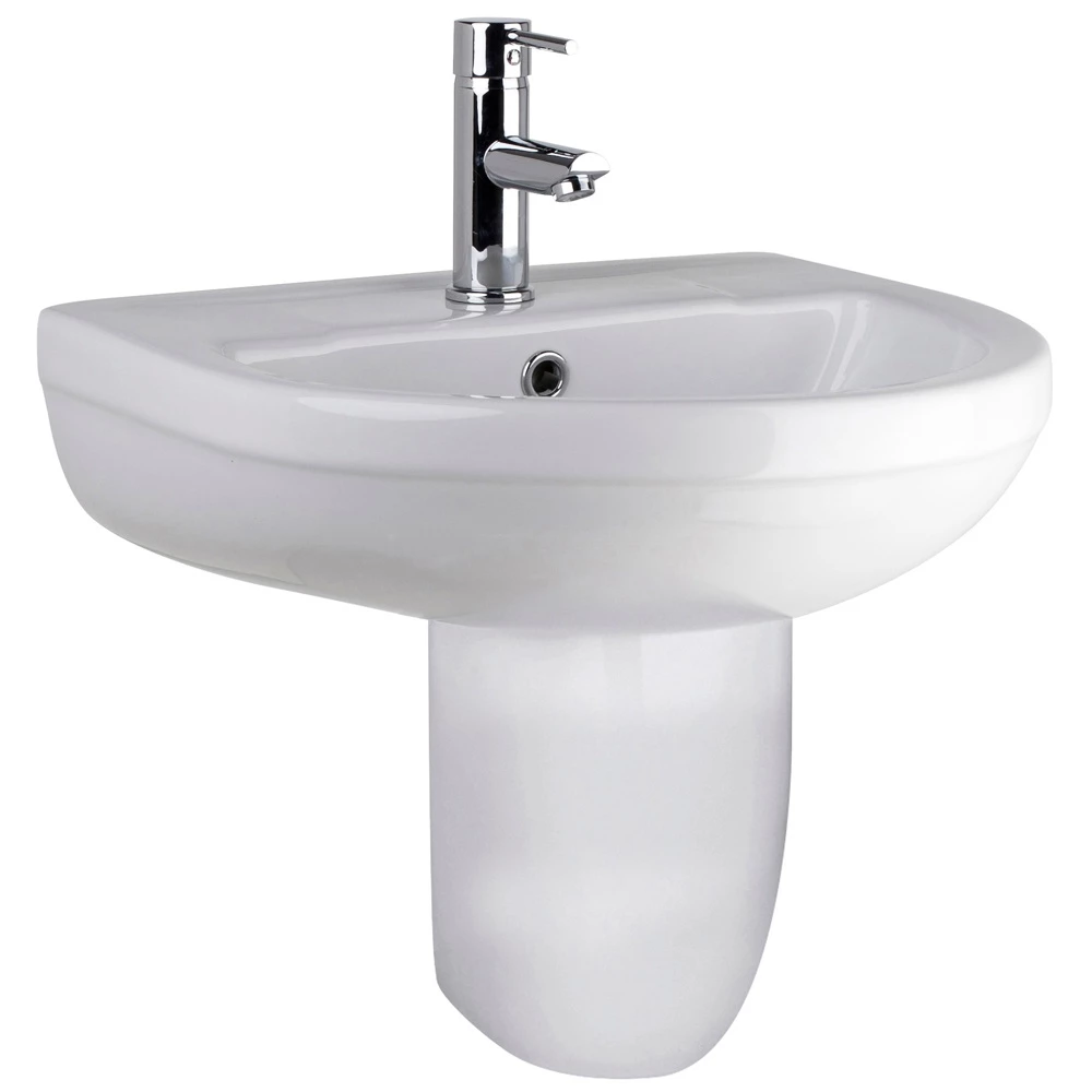 Nuie Harmony 500x416 2th White Basin & Semi Pedestal CHM004 1 Nuie Harmony 500x416 2th White Basin & Semi Pedestal CHM004
