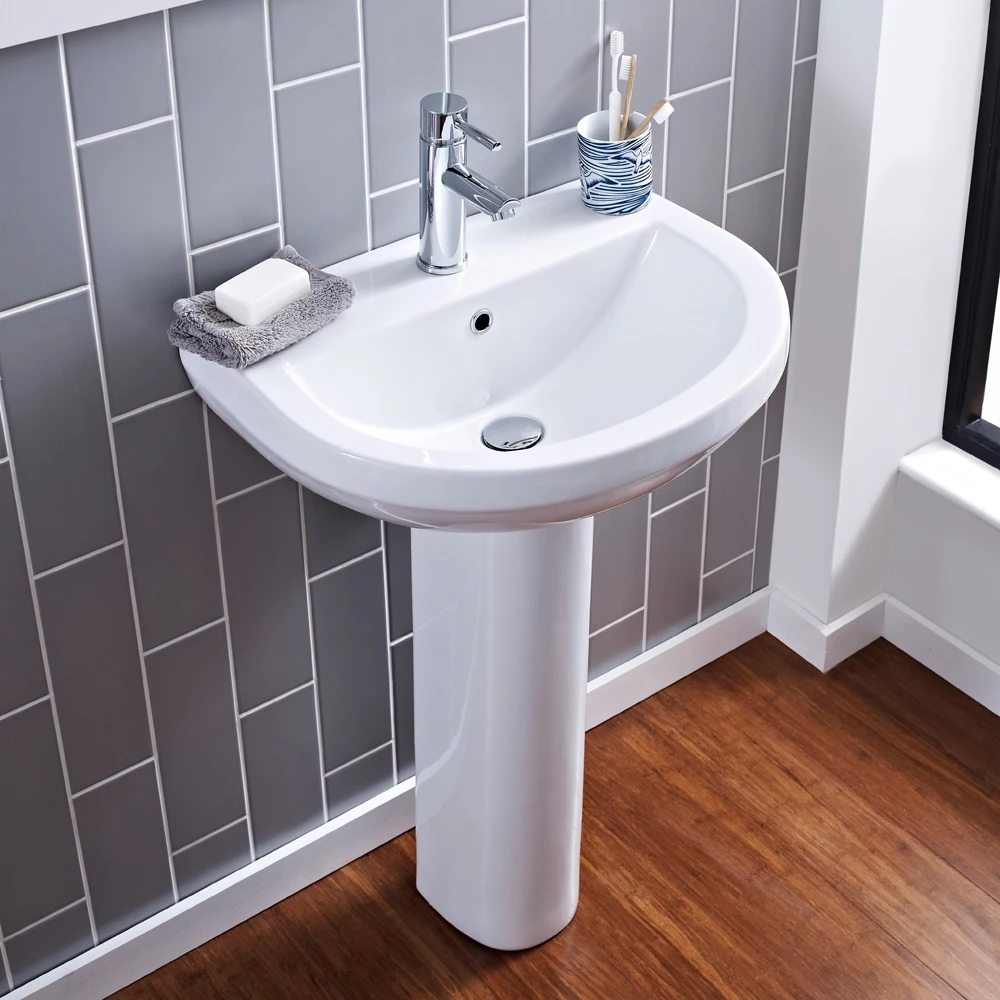 Nuie Ivo 550x445 1th White Basin & Full Pedestal - CIV002 2 Nuie Ivo 550x445 1th White Basin & Full Pedestal - CIV002 - Image 2