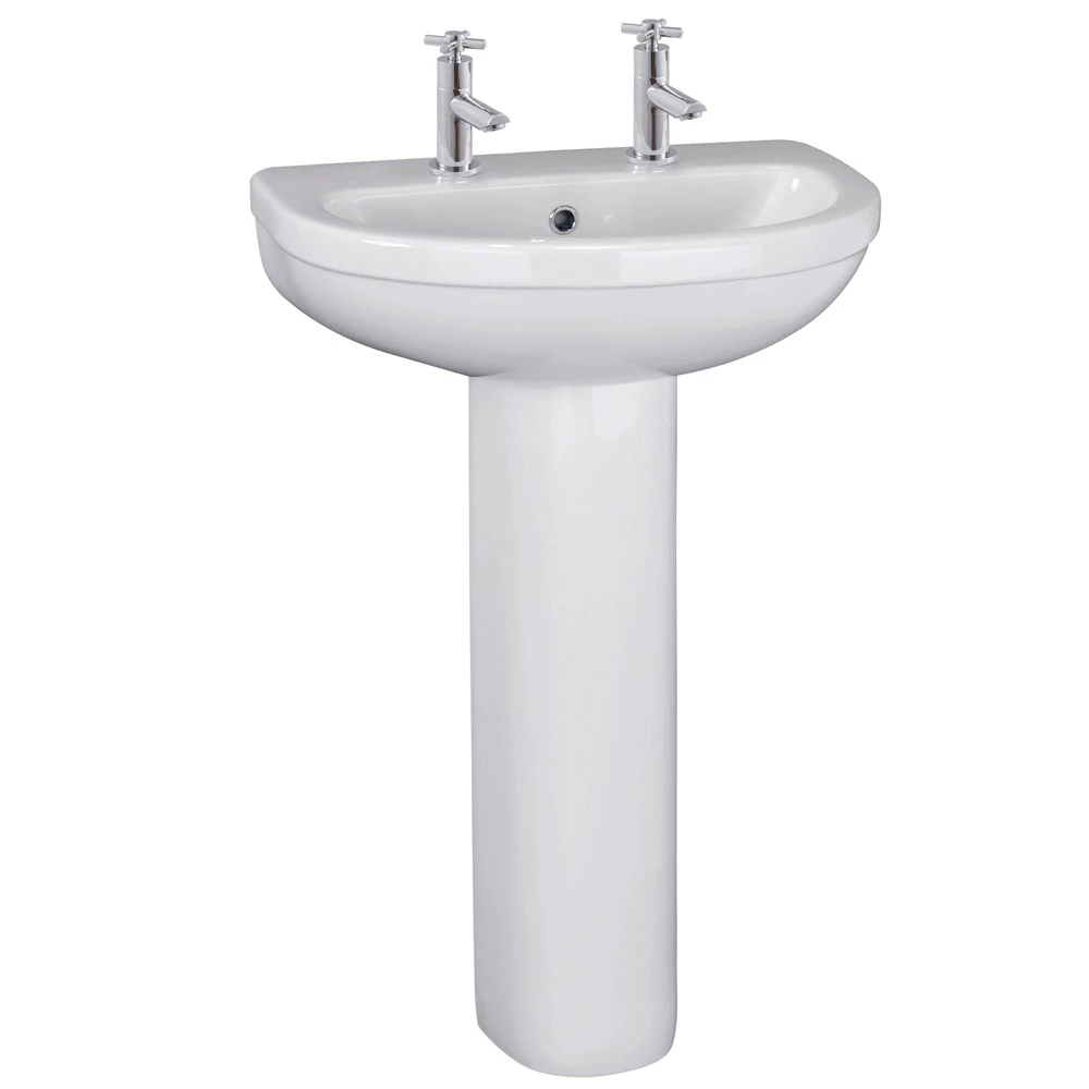 Nuie Ivo 550x445 2th White Basin & Full Pedestal CIV003 1 Nuie Ivo 550x445 2th White Basin & Full Pedestal CIV003