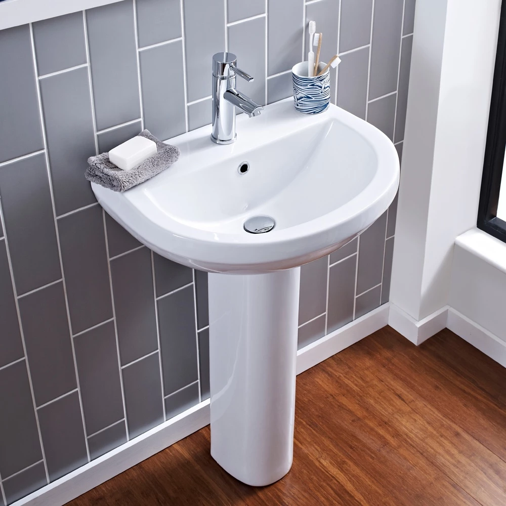 Nuie Ivo 550x445 2th White Basin & Full Pedestal CIV003 2 Nuie Ivo 550x445 2th White Basin & Full Pedestal CIV003 - Image 2