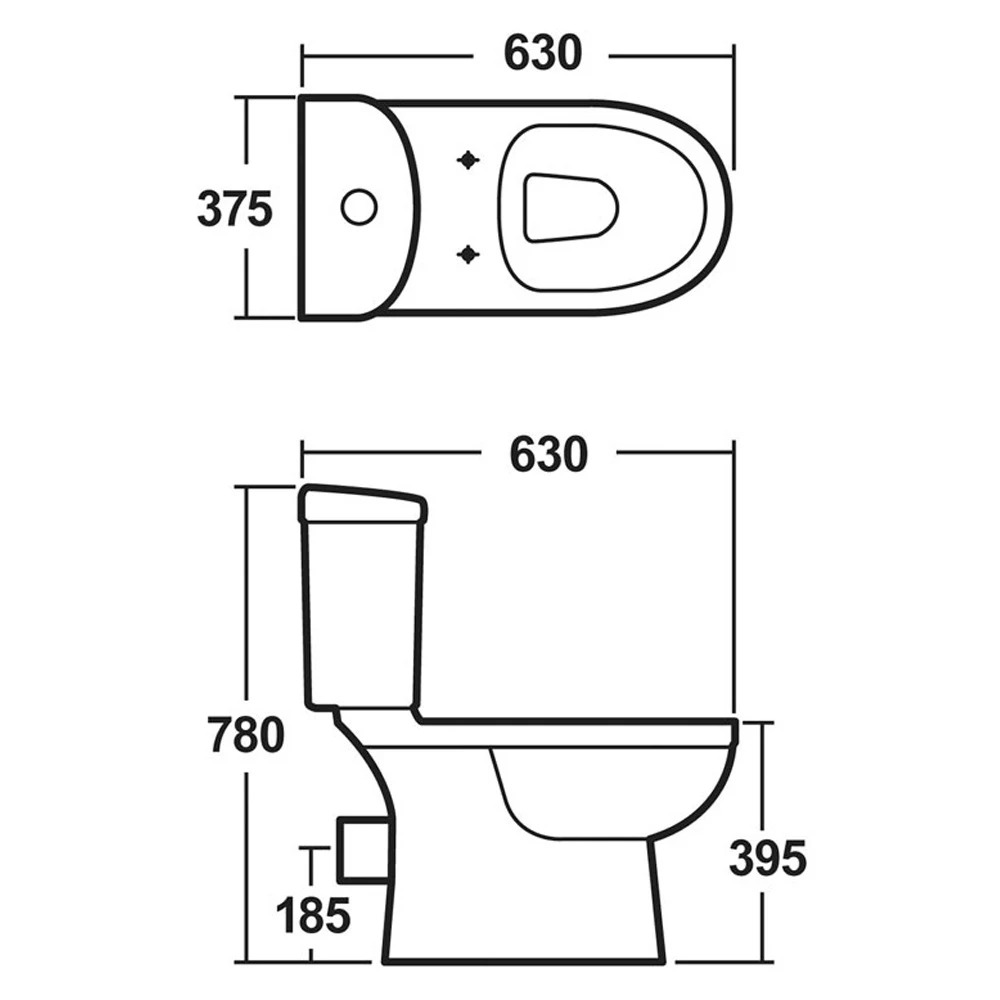 Nuie Ivo White Close Coupled Toilet Pan, Cistern & Soft Close Seat - NCS250 2 Nuie Ivo White Close Coupled Toilet Pan, Cistern & Soft Close Seat - NCS250 - Image 2