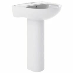 Nuie Lawton White 550mm 1 Tap Hole Basin & Full Pedestal