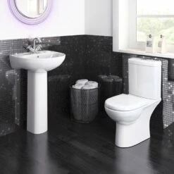 Nuie Lawton White 550mm 1 Tap Hole Basin & Full Pedestal -HANSGROHE Shop nuie lawton white 550mm 1 tap hole basin full pedestal p30942 150244 image