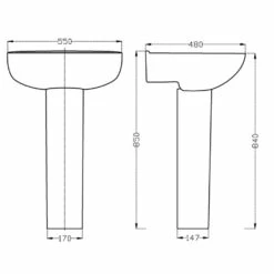 Nuie Lawton White 550mm 1 Tap Hole Basin & Full Pedestal -HANSGROHE Shop nuie lawton white 550mm 1 tap hole basin full pedestal p30942 150246 image