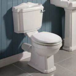 Nuie Legend White Close Coupled Toilet Pan, Cistern & Seat - CLG003