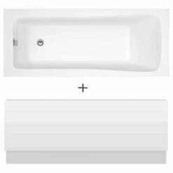 Nuie Linton Square Single Ended Straight Bath 1500x700 & Front Panel