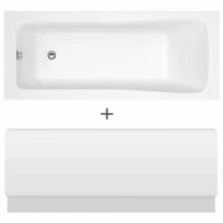 Nuie Linton Square Single Ended Straight Bath 1600x700 & Front Panel