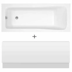 Nuie Linton Square Single Ended Straight Bath 1700x700 & Front Panel