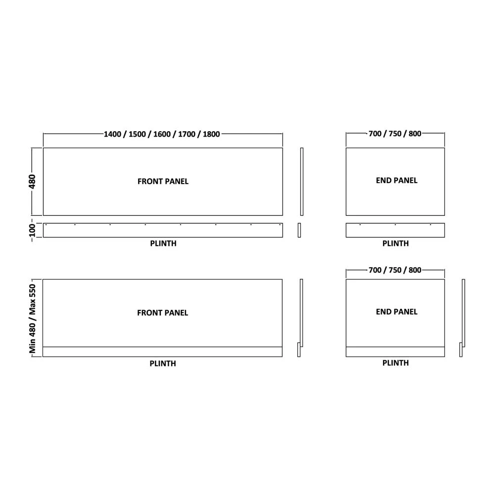 Nuie Linton Square Single Ended Straight Bath 1700x700 & Front Panel 6 Nuie Linton Square Single Ended Straight Bath 1700x700 & Front Panel - Image 6
