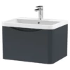 Nuie Lunar Satin Anthracite 600 Wall Hung 1-Drawer Vanity Unit & Basin