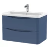 Nuie Lunar Satin Blue 800 Wall Hung 2-Drawer Vanity Unit & Basin