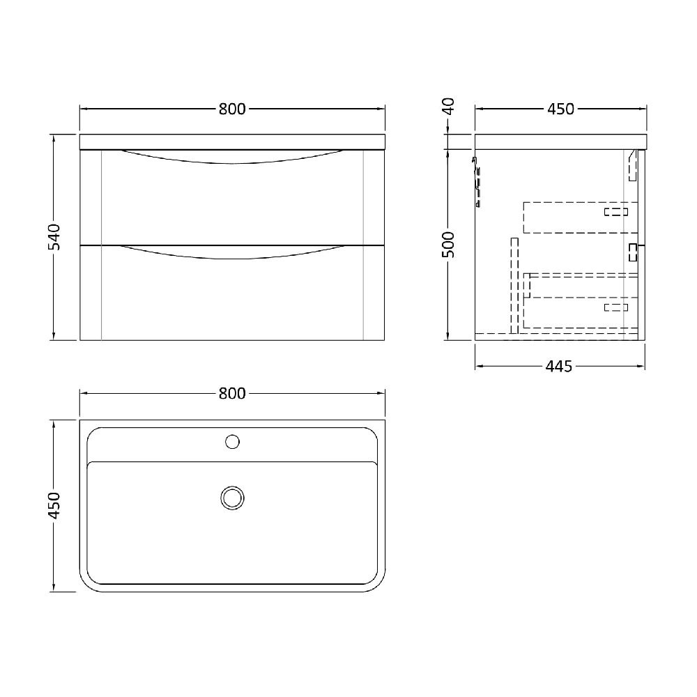 Nuie Lunar Satin Blue 800 Wall Hung 2-Drawer Vanity Unit & Basin 3 Nuie Lunar Satin Blue 800 Wall Hung 2-Drawer Vanity Unit & Basin - Image 3