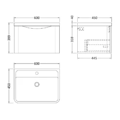 Nuie Lunar Satin Grey 600 Wall Hung 1-Drawer Vanity Unit & Basin -HANSGROHE Shop nuie lunar satin grey 600 wall hung 1 drawer vanity unit basin p73879 307318 image