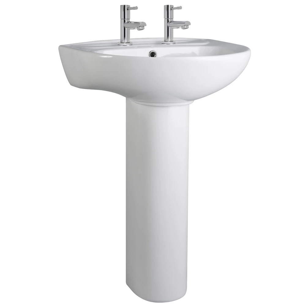 Nuie Melbourne 550x475 2th White Basin & Full Pedestal 1 Nuie Melbourne 550x475 2th White Basin & Full Pedestal