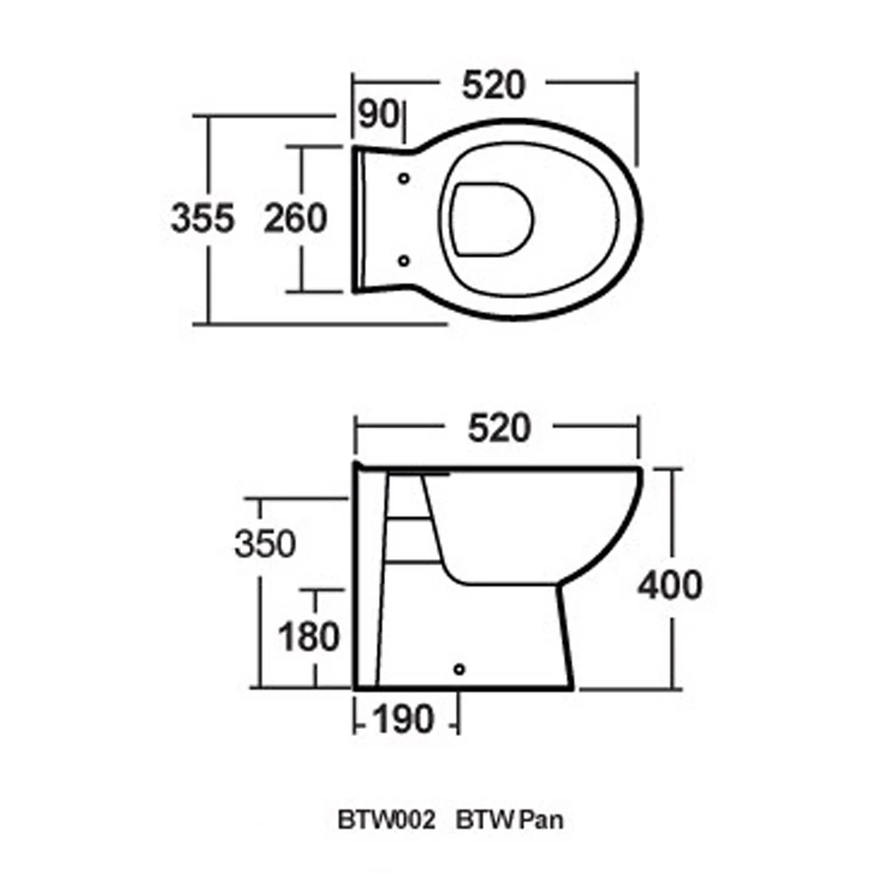 Nuie Melbourne White Back To Wall Toilet Pan & Soft Close Seat 3 Nuie Melbourne White Back To Wall Toilet Pan & Soft Close Seat - Image 3