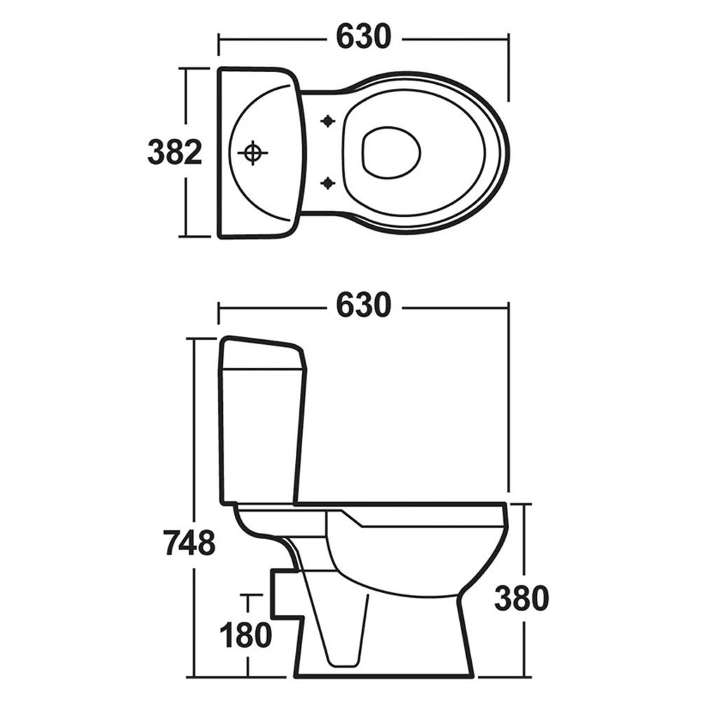 Nuie Melbourne White Close Coupled Toilet Pan, Cistern & Seat - NCS150 5 Nuie Melbourne White Close Coupled Toilet Pan, Cistern & Seat - NCS150 - Image 5