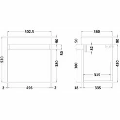 Nuie Merit Brown Grey Avola 500mm Wall Hung Vanity & Basin - MER004 -HANSGROHE Shop nuie merit brown grey avola 500mm wall hung vanity basin mer004 p29780 145769 image