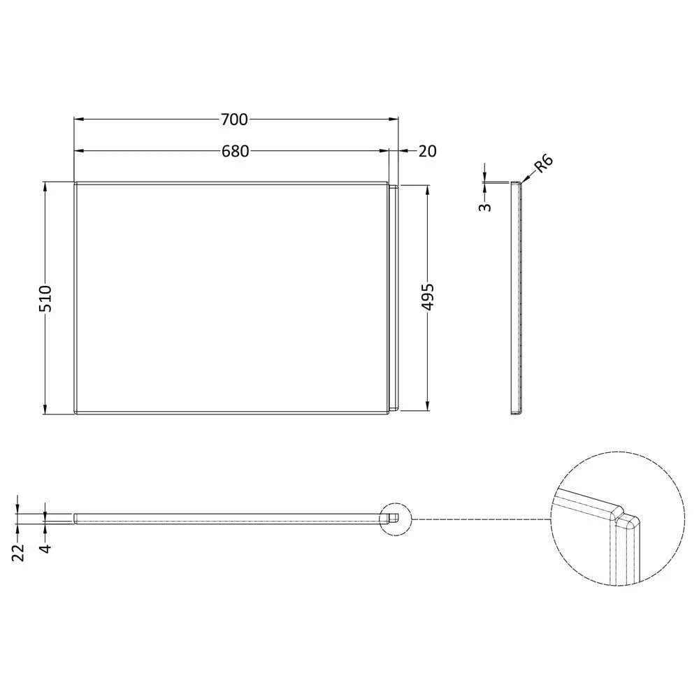 Nuie P Shaped Bath End Panel 700mm - WBP201 2 Nuie P Shaped Bath End Panel 700mm - WBP201 - Image 2