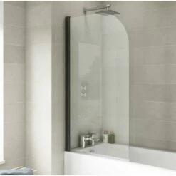 Nuie Pacific Matt Black Square Bath Screen - NSS7BP