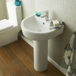Nuie Provost 420x380 1th White Basin & Full Pedestal - CPV001 -HANSGROHE Shop nuie provost 420x380 1th white basin full pedestal cpv001 p46990 222167 image