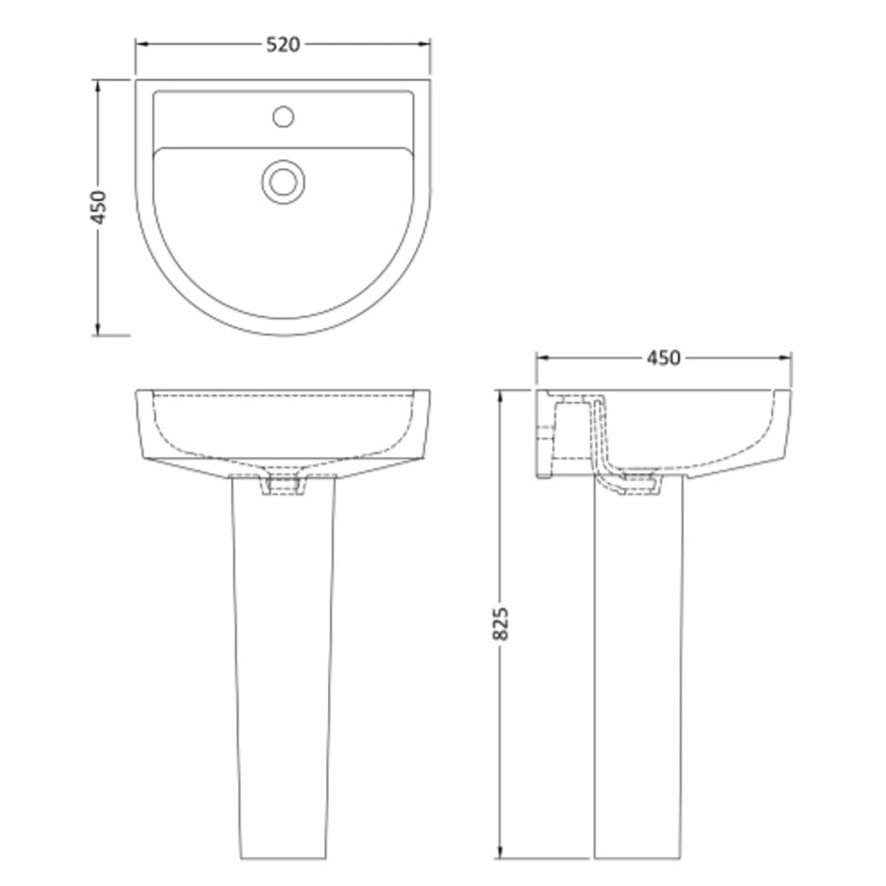 Nuie Provost 520x450 1th White Basin & Full Pedestal - CPV002 7 Nuie Provost 520x450 1th White Basin & Full Pedestal - CPV002 - Image 7