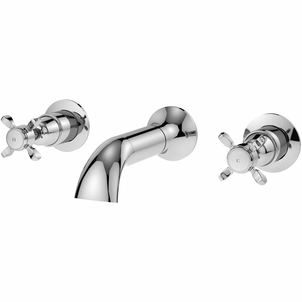 Nuie Selby Chrome Xhead Wall Mounted 3-Hole Bath Filler Tap - SEL309DX 1 Nuie Selby Chrome Xhead Wall Mounted 3-Hole Bath Filler Tap - SEL309DX