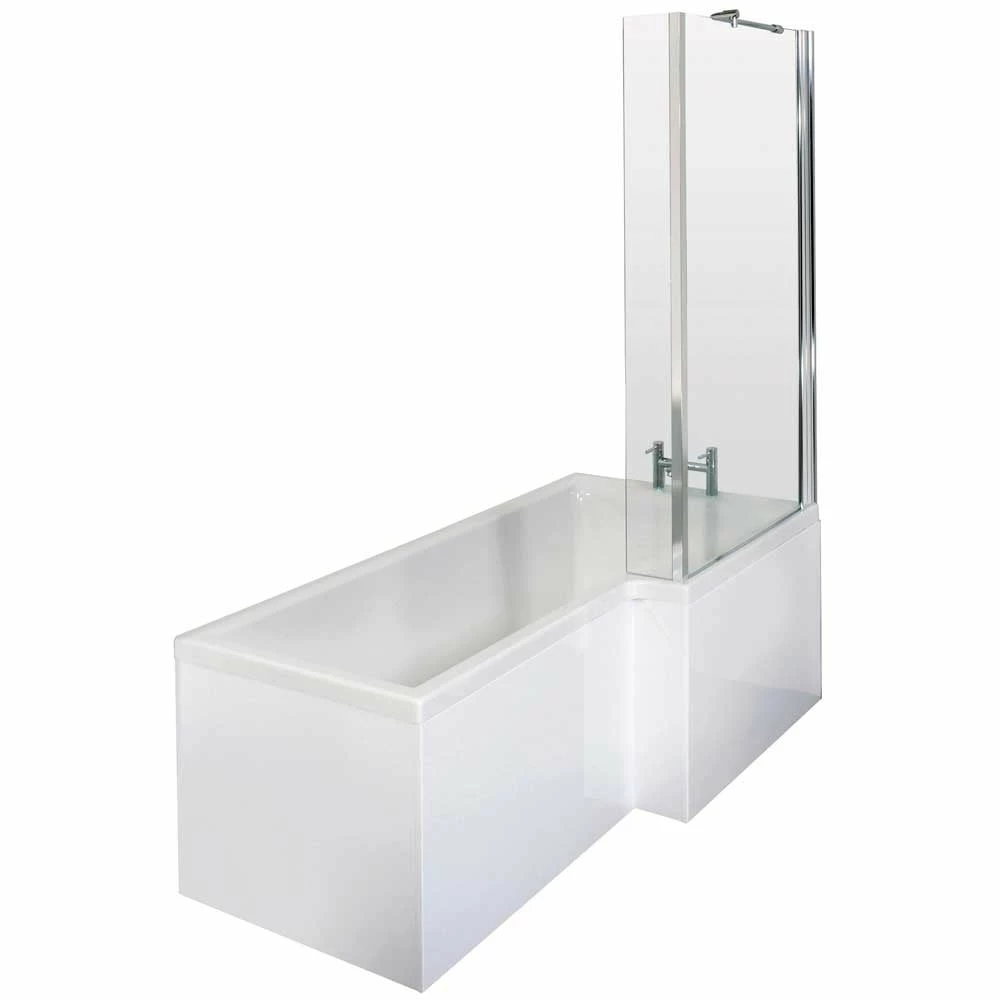 Nuie Square L Shape 1500mm Shower Bath RH, Fixed Screen & White Panel 2 Nuie Square L Shape 1500mm Shower Bath RH, Fixed Screen & White Panel - Image 2