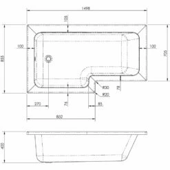 Nuie Square L Shape Single Ended Bath LH 1498x855x705 5 Nuie Square L Shape Single Ended Bath LH 1498x855x705 -HANSGROHE Shop nuie square l shape single ended bath lh 1498x855x705 p34034 166143 image