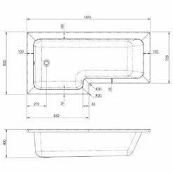 Nuie Square L Shape Single Ended Bath LH 1695x855x705 5 Nuie Square L Shape Single Ended Bath LH 1695x855x705 -HANSGROHE Shop nuie square l shape single ended bath lh 1695x855x705 p34038 166155 image